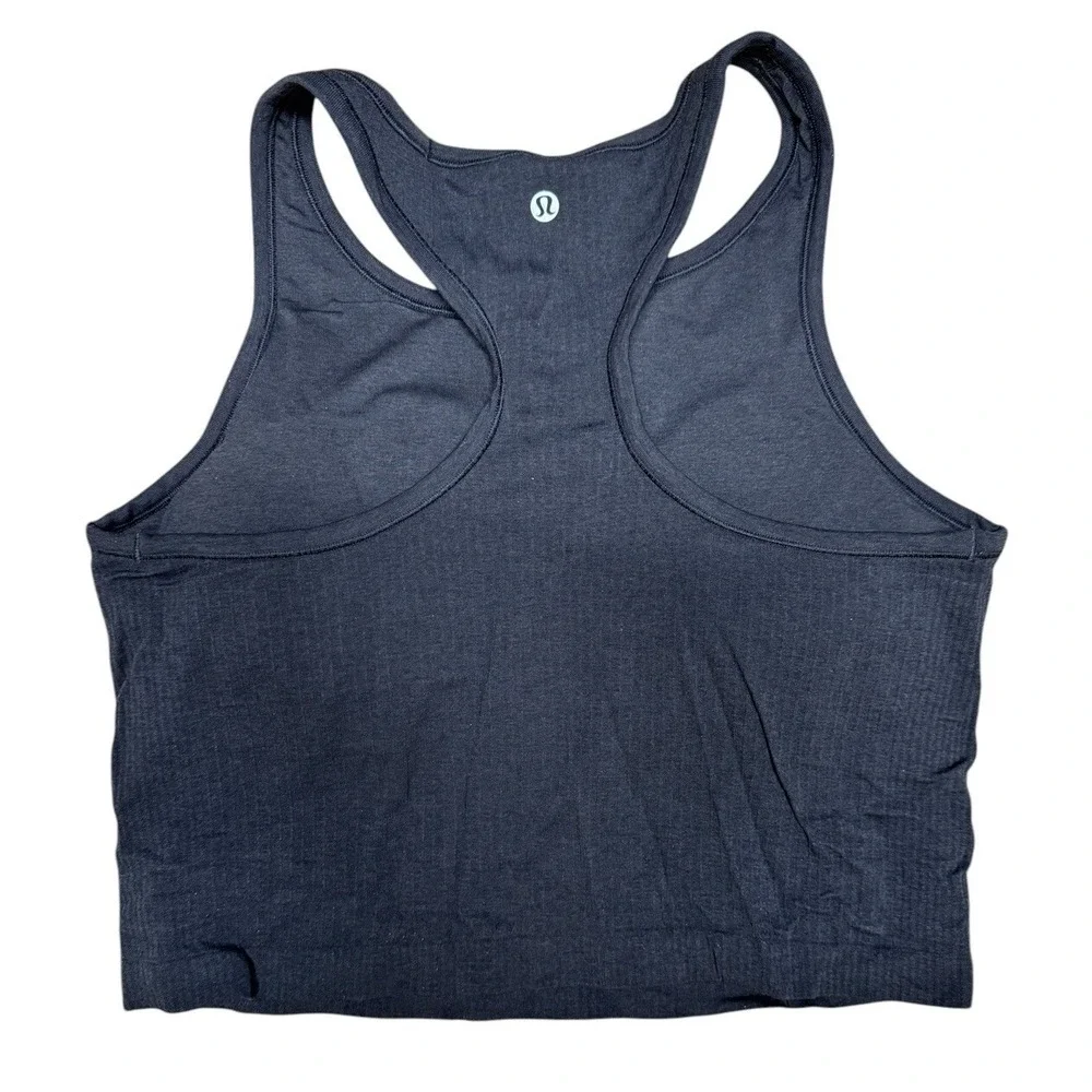Lululemon Ebb to Street Cropped Racerback Tank Top Black‎ Women's Size 12